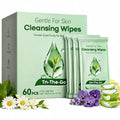 60 PCS Rinse-Free Body Wipes, Ultra Thick Shower Wipes for Skin, Disposable & Travel Essentials, Hypoallergenic, Green Tea & Aloe-Infused, XL Cleansing Wipes for Post Workout Cleanup & Elderly Hygiene