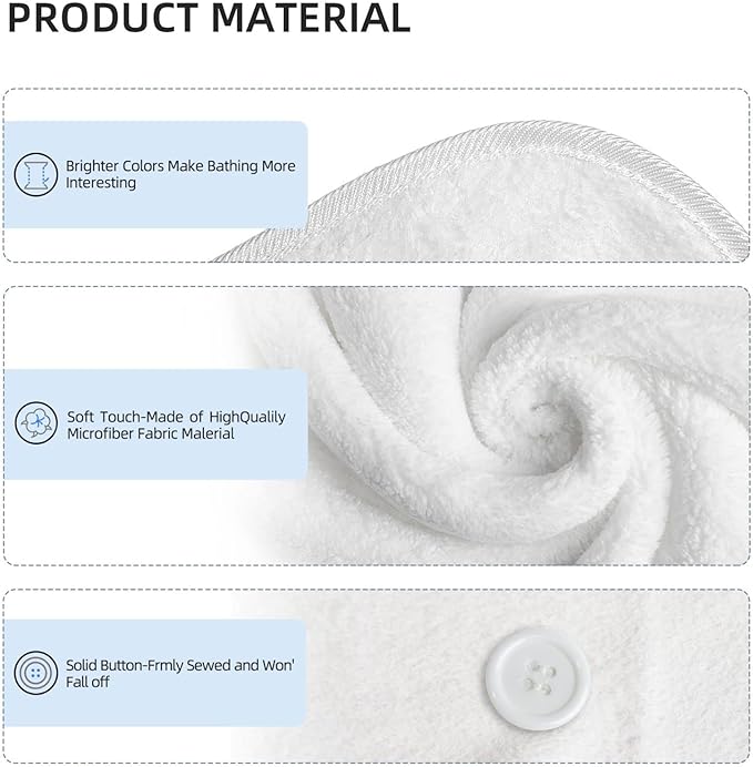 Easter Hair Towel Wrap Microfiber Fast Drying Hair Turban with Buttons for Women Drying Curly, Long & Thick Hair