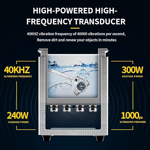 ACMESONIC Ultrasonic Cleaner 10L Dual-Frequency Professional Digital Stainless Steel Cleaning Machine with Heater Timer for Denture, Coins, Small Metal Parts, Circuit Board, Lab Tools, etc