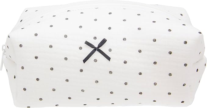 PAZIMIIK Cozy Makeup Bag for Women,Zipper Cosmetic Pouch,Gauze Polka Dot