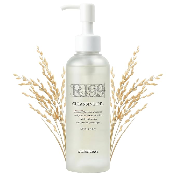 NATURECLASS R199 Rice Cleansing Oil Face Cleanser Korean Skincare Makeup Remover Oil Cleanser for Face Blackhead Remover Pore Control Double Cleansing Sensitive Skin 6.76 fl oz