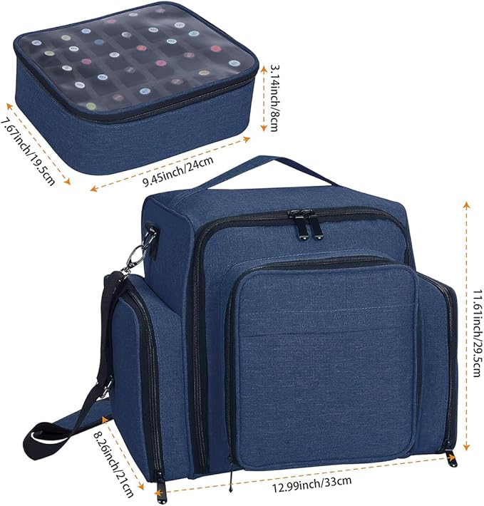 UOZL Nail Polish Organizer Case Hold 60 Bottles with 2 Detachable Bag,Blue