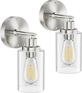 GORDNWE Set of 2 Bathroom Wall Sconce, Brushed Nickel Vanity Light, Modern Wall Light Fixture with Clear Glass Shade and E26 Bulb Base, Wall Lamp Wall Mount Light Fixtures for Mirror, Bedroom