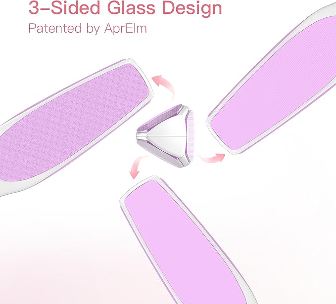 3-Sided Nano Glass Foot File, 3-in-1 Coarse/Medium/Fine Foot Callus Remover, Professional Callus Remover for Feet Hard Skin Smooth Polishing (Pink)