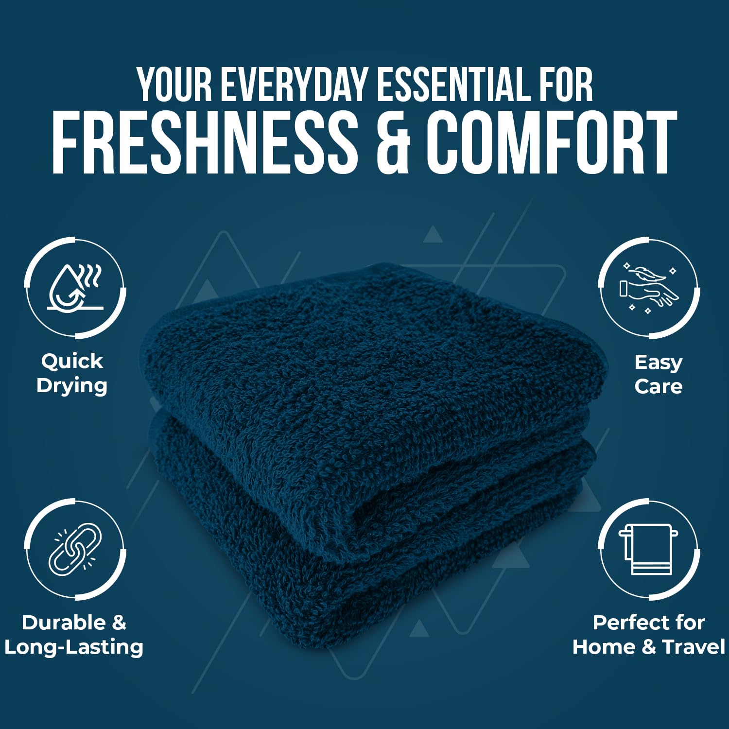 DAN RIVER 24 Pack Cotton Wash Cloths Set for Showering [12x12] Blue Opal