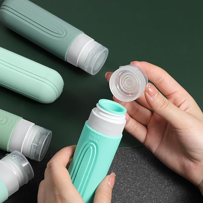 CHEODIN Travel Bottles for Toiletries, 5 Pack TSA Approved Travel Size Containers, 3oz Leak Proof Refillable Travel Accessories for Shampoo Conditioner, BPA Free Travel Bottles with Toiletry Bag