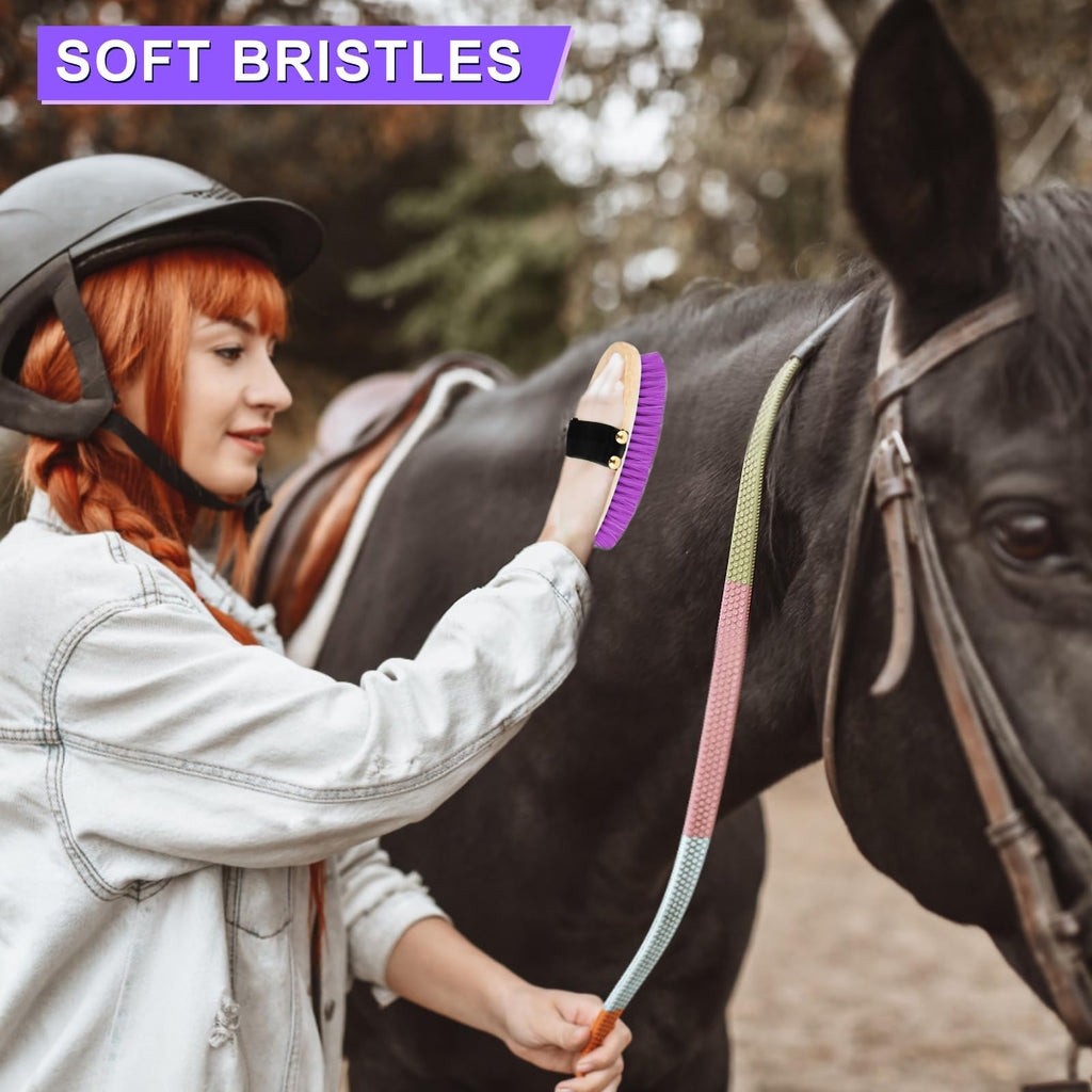 GINDOOR Horse Grooming Kit, 9-Piece Horse Brush Set with Tote Bag, Purple