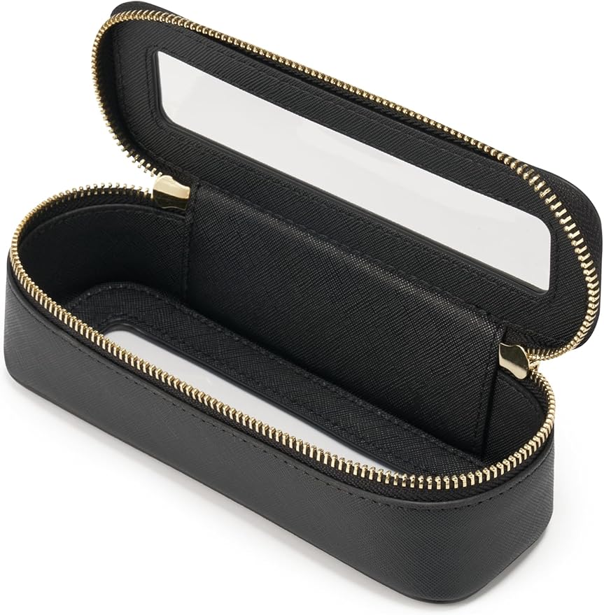 Popvibe Makeup Brush Travel Case Slim Makeup Bag for Women Clear Cosmetic Bag Cute Makeup Case Black Toiletry Bag for Traveling Transparent Car Makeup Bag Aesthetic Makeup Brush Bag