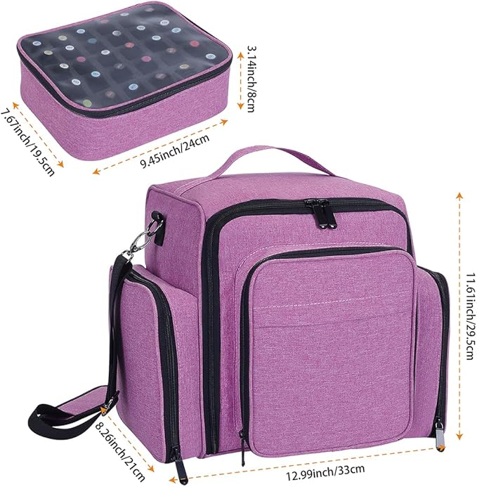 UOZL Nail Polish Organizer Case Hold 60 Bottle with 2 Detachable Bag,Purple