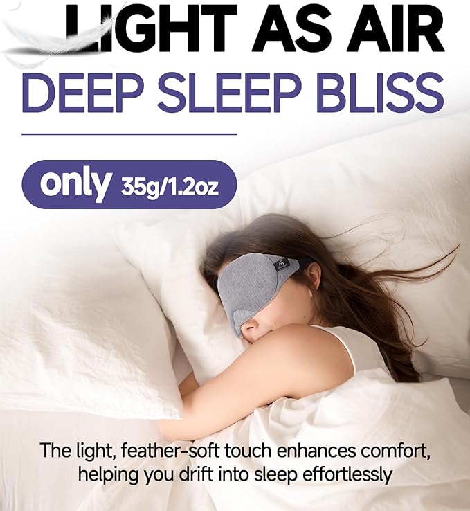 Mavogel Cotton Sleep Eye Mask, Light Blocking with Adjustable Nose Bridge