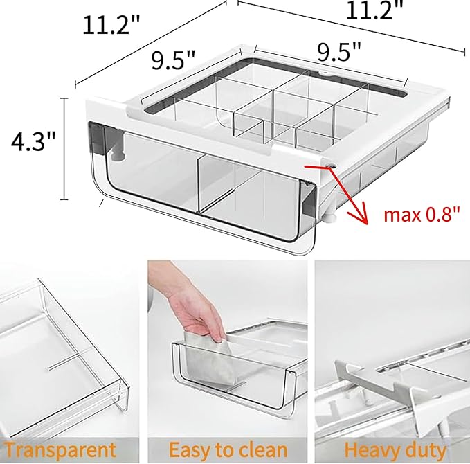 vacane Kitchen Organizer,Under Shelf Pull Out Drawer With Divider,Pantry Drawer Under Cabinet Shelf Coffee Hanging Storage