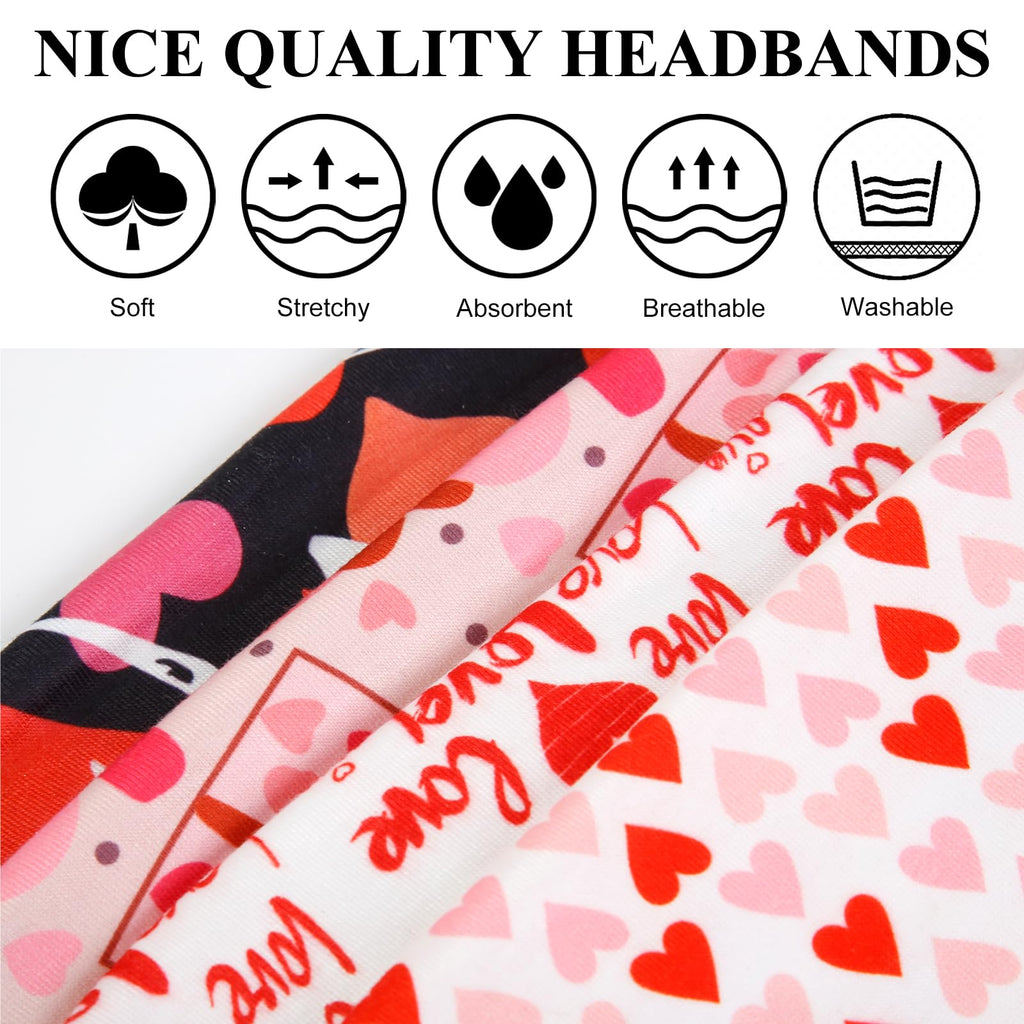 Huachi Valentine Headbands for Women Pink Valentine Heart Headbands