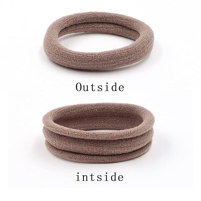HOYOLS Hair Ties for Thick Heavy Hair, Seamless Ponytail Holders 100 pcs