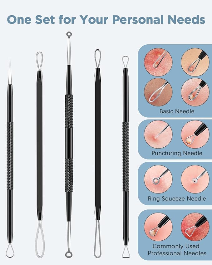 TAYTHI Blackhead Remover Tool, Pimple Popper Tool Kit, Blackhead Extractor Tool for Face, Extractor Tool for Comedone Zit Acne Whitehead Blemish, Stainless Steel Extraction Tools
