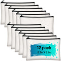 ZeeDix 12 Pieces Canvas Pouch Bulk- White Blank DIY Craft Bag Canvas Zipper Bags Multipurpose Cosmetic Makeup Travel Toiletry Bag for Storage(8.3 x 5 inches)