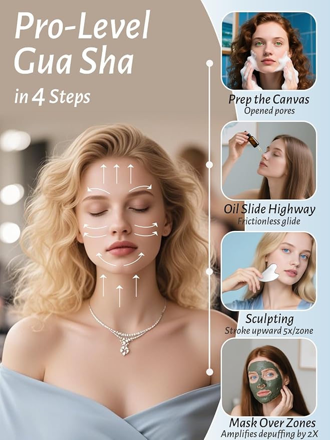 Lanfixilly 2Pcs Stainless Steel Gua Sha, Gua Sha Facial Tools for Face Sculpting, Metal Gua Sha Skin Care, Massage Gift for Women