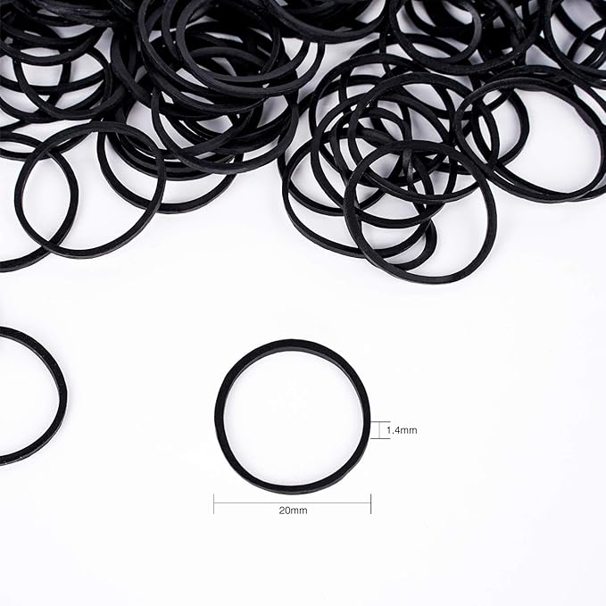 HOYOLS 3/4” Inches Black Hair Rubber Bands for Hair Ties Small Mini Elastics Bands Large Braiding Ponytail Holders for Girls No Damage 600pcs (M)