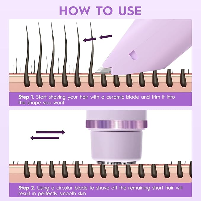 2026 Upgraded 2 in 1 Bikini Trimmer for Women with LCD Display,Dual Head Cordless Electric Bikini Shaver,IPX7 Waterproof Wet/Dry Body Hair Trimmer for Face,Violet