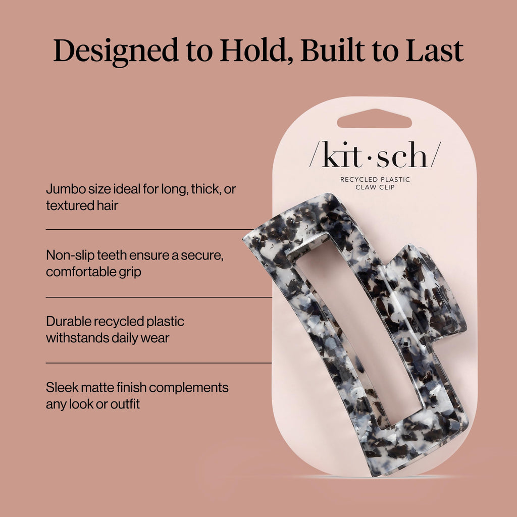 Kitsch Jumbo Hair Clip for Women – Recycled Plastic Hair Claw Clip - All-Day Strong Hold, Durable Non-Slip Grip for Thick & Thin Hair - Black, 1pc