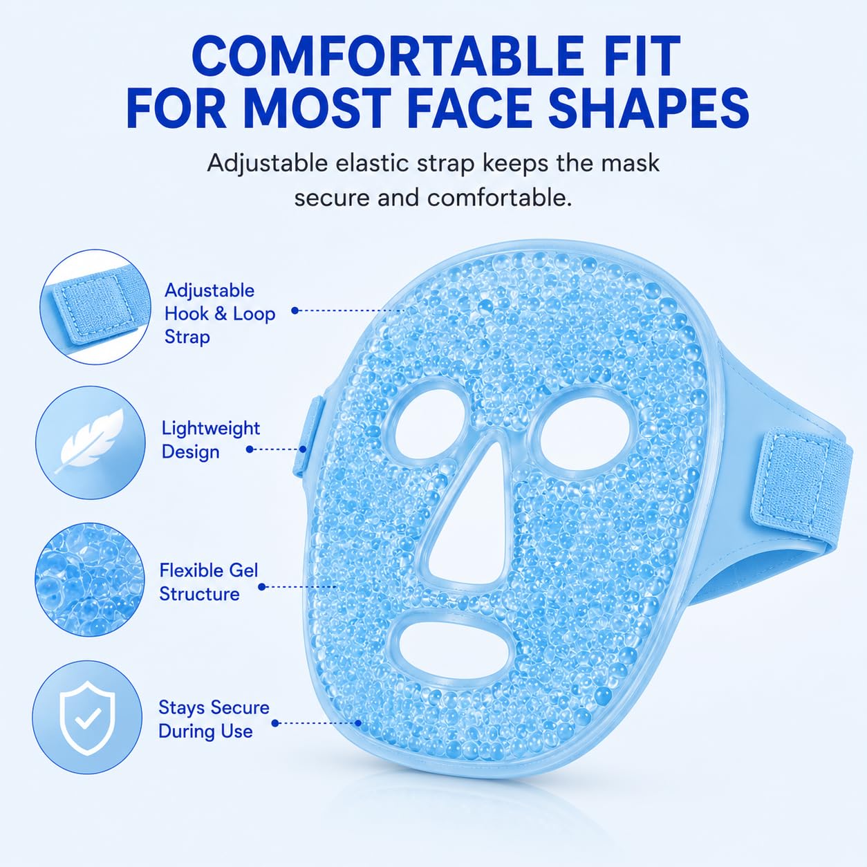 QIURUNMA Cold Face Eye Mask Ice Pack Reduce Facial Puff, Dark Circles, Gel Beads Hot Heat Cold Compress Pack, Face SPA for Woman Sleeping, Pressure, Headaches (Blue(jade Roller+face Mask))
