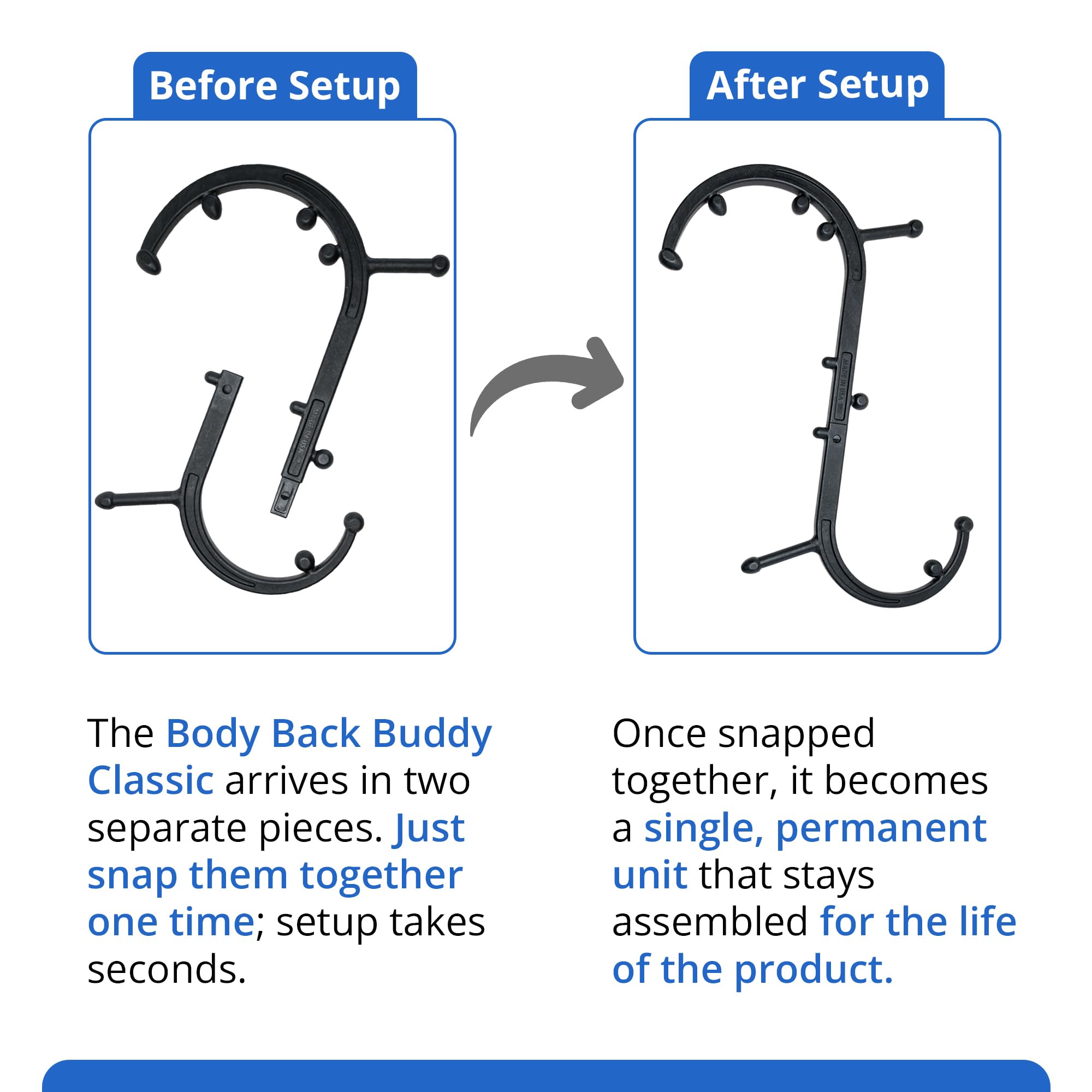 Body Back Buddy Classic Back Massager & Neck Massager for Pain Relief Black