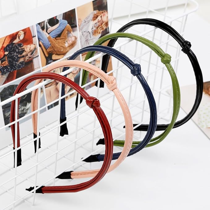 WOVOWOVO 5Pcs Leather Headbands for Women Cute Hair Bands for Women's Hair Headbands for Women Trendy Comfortable Thin Head Band Womens Headband Fashion Accessories