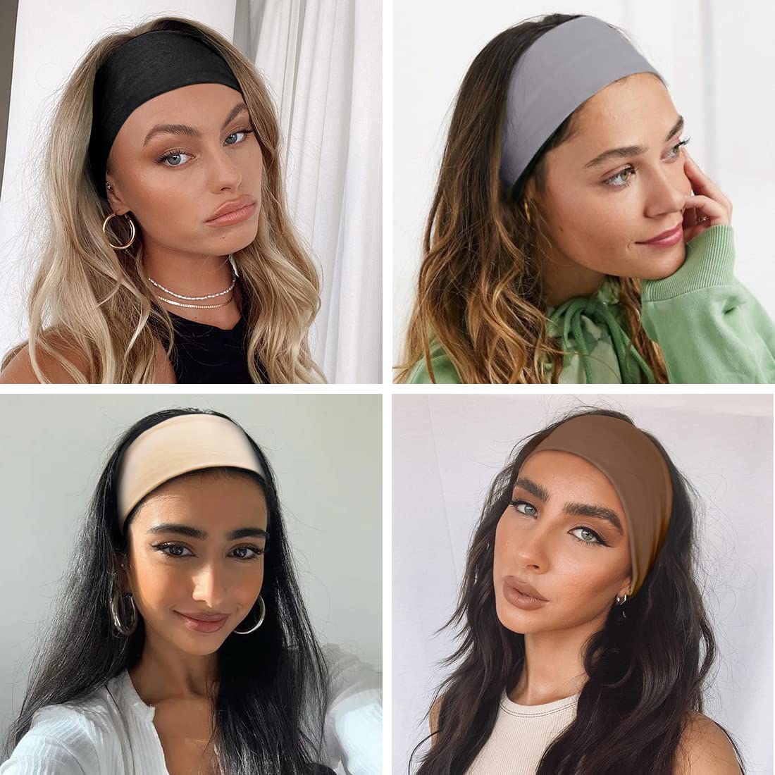 Huachi Workout Headbands for Women Wide Hair Headbands Yoga Sports Running Hair Bands Non Slip. Super Soft & Stretch Head Bands