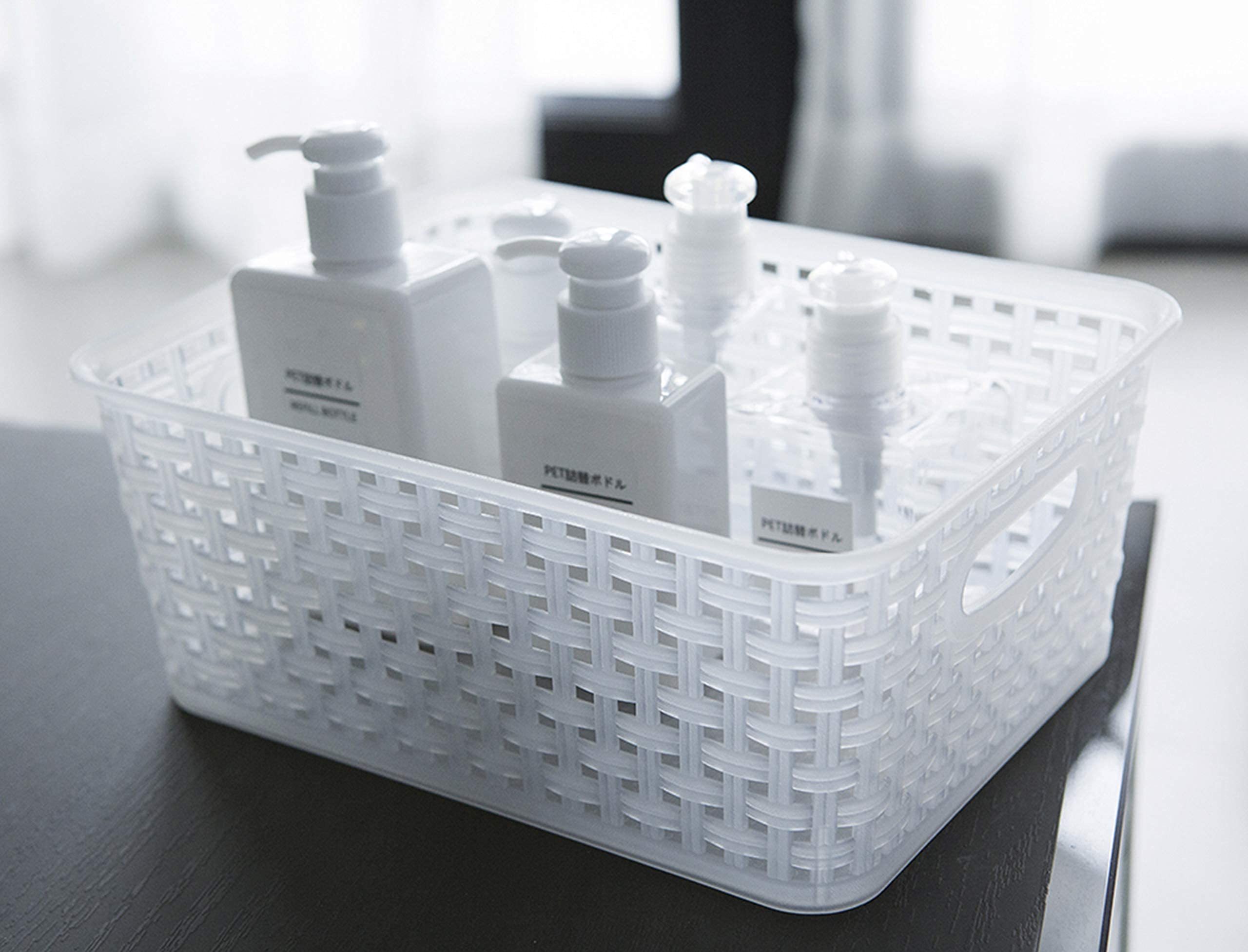 Clear Plastic Woven Storage Basket, 6-Pack Weave Basket Organizer for Kitchen Offices Bathrooms