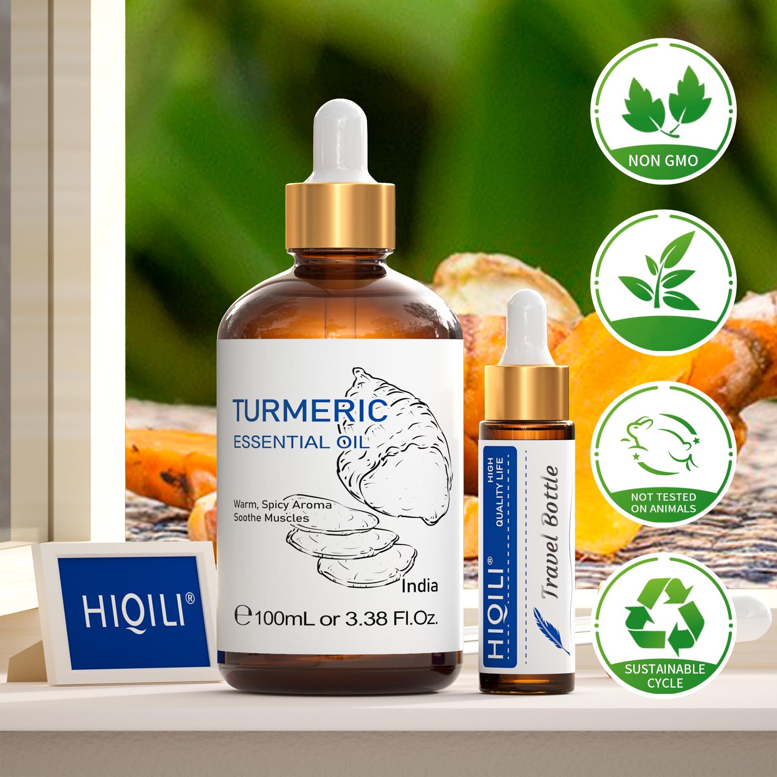 HIQILI Turmeric Oil for Face, Skin Care & Aromatherapy