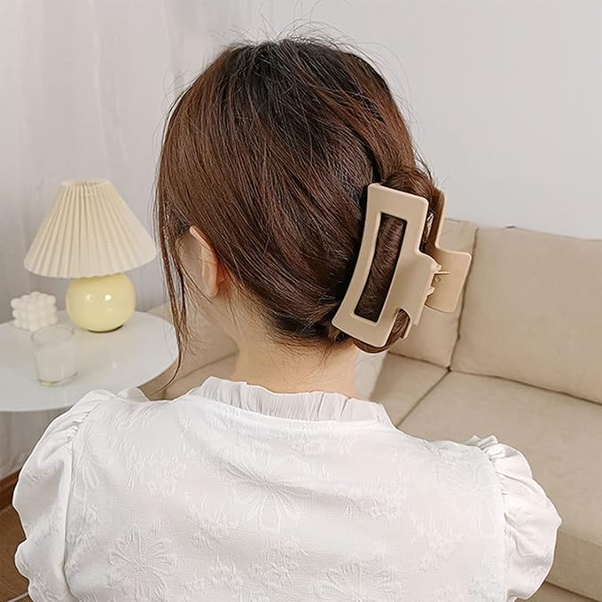 MAORULU Hair Clip, Large Hair Claw Clips for Thick Hair, Hair Clips for Women and Girls, Big Hair Jaw Clips Strong Hold Banana Clips for All Hair Types, Khaki 1