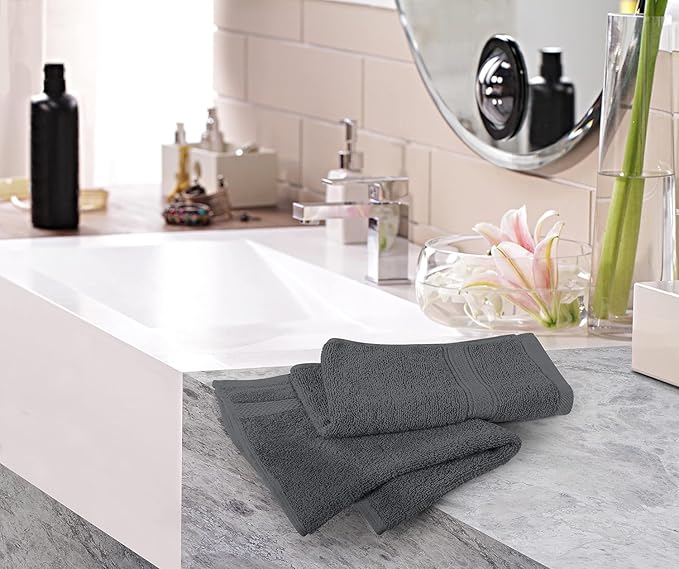 Utopia Towels 6 Pack Premium Hand Towels Set, 16 by 28 inches, 100% Ring Spun Cotton, Ultra Soft and Highly Absorbent 600GSM Towels for Bathroom, Gym, Shower, Hotel, and Spa, Grey