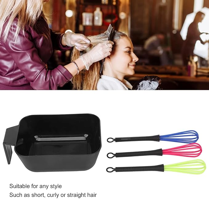 Professional Hair Tinting Bowl Mixing Kit - Color Application Tool for Salon and Home Use, Versatile and Ergonomic Design 1 X Hair Tinting Bowl and 3 X Mixer Hair Tinting Whisk