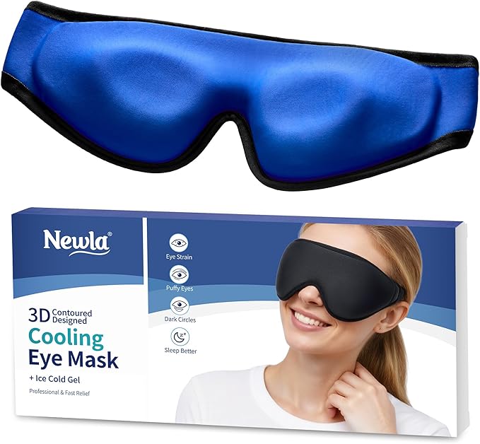 Cooling Gel Eye Mask for Puffy Eyes, Larger Full-Eye Cold Compress for Swelling, Ice-Cold Gel Therapy, Forehead & Upper Cheek Cooling Relief, Reusable Ice Pack for Eyes, FSA Eligible HSA, Black