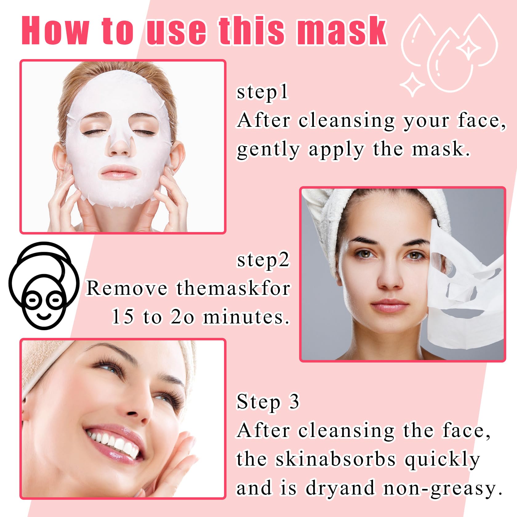 LingHaoLH 12 Combo Pack Moisturizing Face Sheet Mask, Soft Moisturizing Face Mask Sheets for All Skin Types, Long Lasting Gentle Hydrating Facial Mask Set