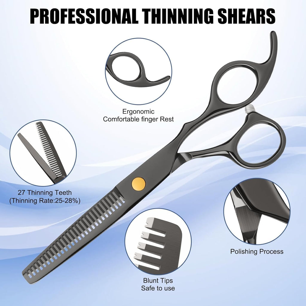 13 Piece Hair Cutting Scissors Set with Thinning Shears for Home and Salon