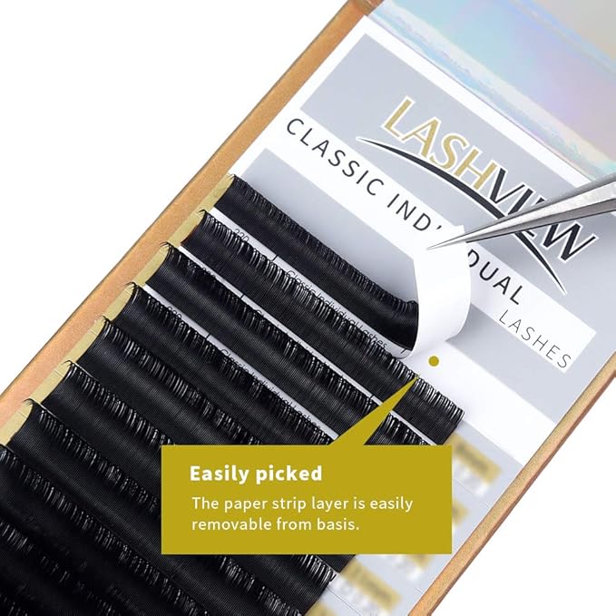 LASHVIEW D Curl 10mm Semi-Permanent Eyelash Extensions 0.20 Thickness Silk Fake Natural Thick Lashes Individual Eyelashes Silk lashes (Salon Use)