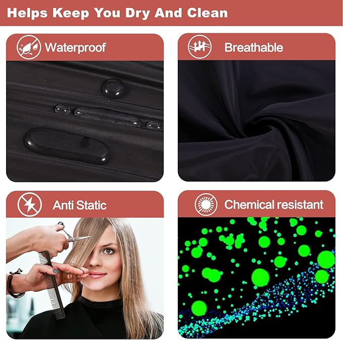 YELEGAI Short Barber Cape, Waterproof Nylon Salon Hair Cutting Cape, Makeup Artist Cape Apron, Shorty Smock for Clients, for Hair Dye, Comb-Out, Styling, Shampoo