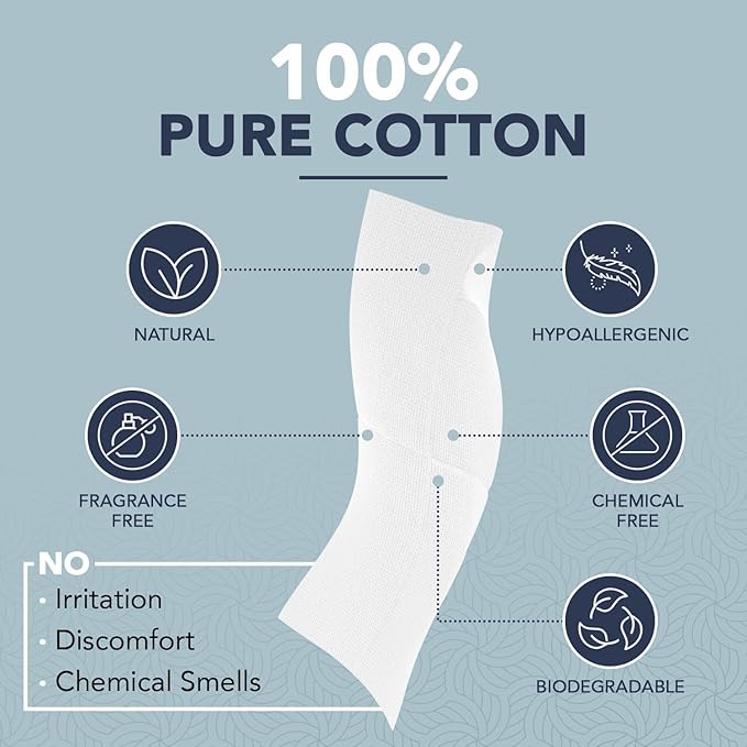 Dermacotton 100% Pure Cotton Face Towels – 240 Count Large Disposable Wash Cloths for Face Washing, Makeup Removal & Acne Care | Ultra Soft, Hypoallergenic & Fragrance-Free