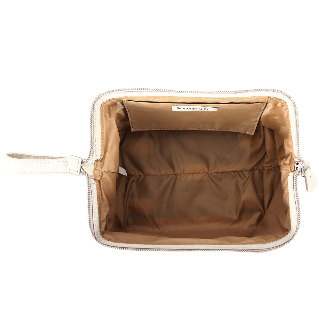 KomalC Premium Buffalo Leather Toiletry Bag for Men & Women With Water resistant Lining, Grooming Travel Pouch, Unisex Wash Bag for Toiletries, Gifts for Men and Women