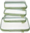 WELPIRT 4 pcs Clear Zipper Pouches,Hard Shell Zipper Case, Toiletry Bag for Travel, CLear Diaper Bag, Toiletry Pouch, Travel Organizer, Cosmetic Bag,Toy Storage Bins (M+3S) (Mint Green)