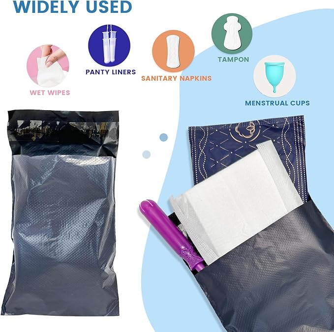 Sanitary Napkin Disposal Bags, Feminine Personal Disposal Bags, 500 pcs Grey, Opaque, Disposable, Self Seal for Tampons, Sanitary Disposal, Pads, Liners