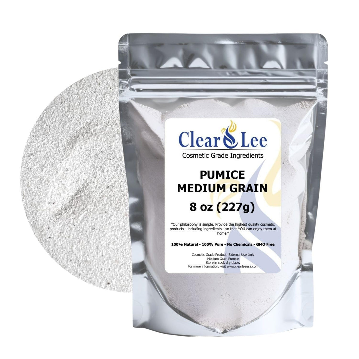 ClearLee Cosmetic Grade Pumice - 100% Pure Natural Grain/Powder - Great For Skin Exfoliation in DIY Soaps, Masks, Scrubs for Face, Body, Foot (2lb, Fine Grain)