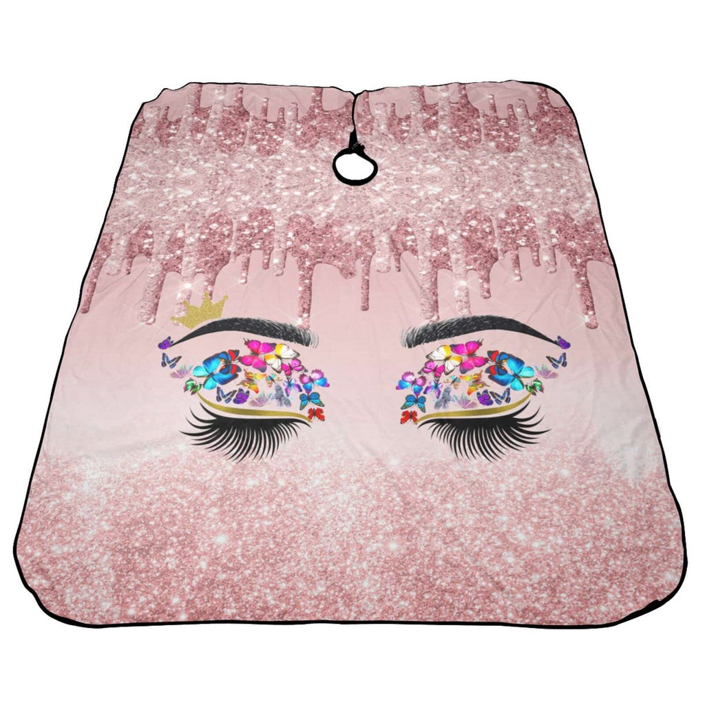 Carwayii Barber Cape Hello Glitters Gorgeous Eyelash Pink Salon Apron Hair Cutting Cape Barbershop Kits For Women-55''X66''
