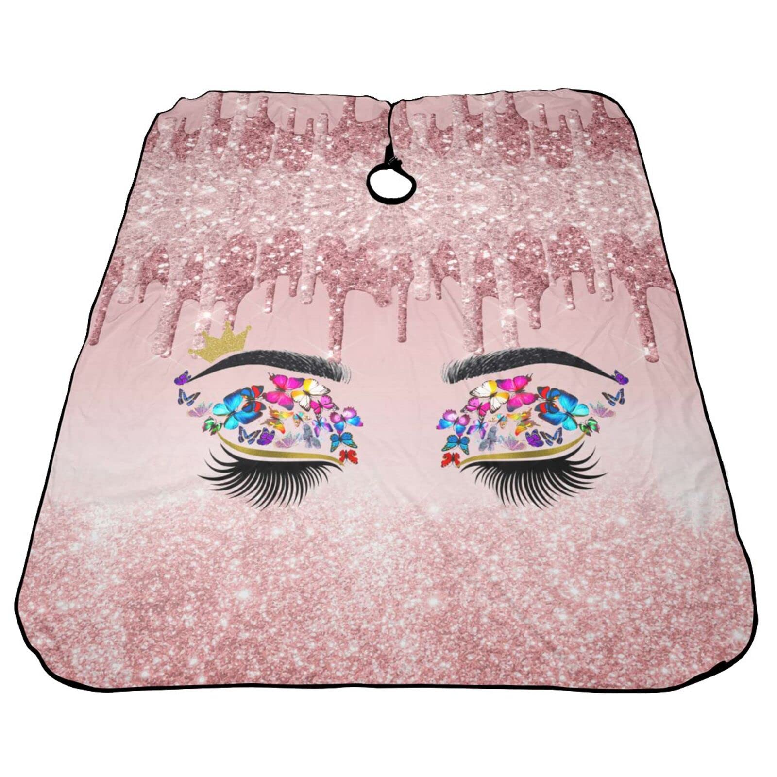 Carwayii Barber Cape Hello Glitters Gorgeous Eyelash Pink Salon Apron Hair Cutting Cape Barbershop Kits For Women-55''X66''