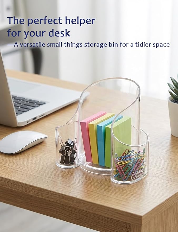 VIPTUVI Clear Cotton Pad Holder, 3-Compartment Open Top Cups