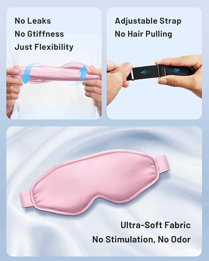 Cooling Eye Mask for Puffy Eyes, Pink Self Care Gifts for Women, Reusable Gel Ice Pack Cold Compress for Headache & Migraine Relief, Adjustable Weighted Sleep Mask for Tired Eyes, Relaxation & Spa