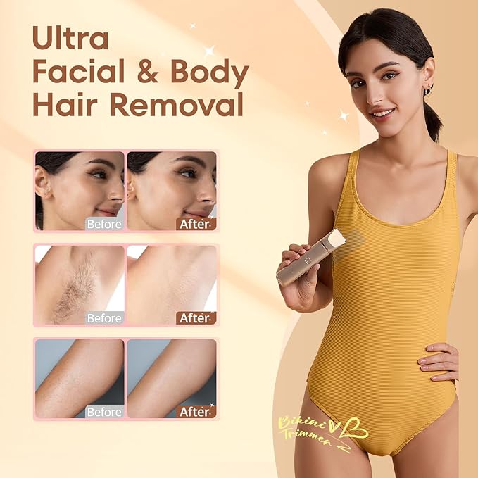 VG VOGCREST Bikini Trimmer for Women: 2-in-1 Rechargeable Painless Body Shaver - Portable Travel-Friendly Pubic Grooming Kit for Underarm Leg Arm