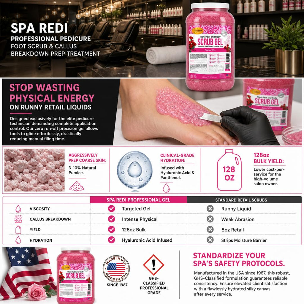 SPA REDI Professional Pedicure Pumice Scrub Gel, Smoothing, 128 oz