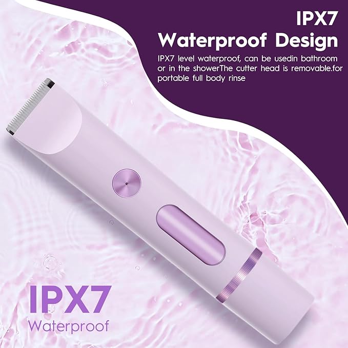 2026 Upgraded 2 in 1 Bikini Trimmer for Women with LCD Display,Dual Head Cordless Electric Bikini Shaver,IPX7 Waterproof Wet/Dry Body Hair Trimmer for Face,Violet