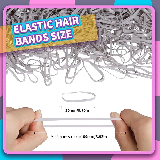 Teenitor Gray Elastics Ties,Rubber Bands for Hair, Elastics for Hair,Elastic Hair Bands,300pcs,Gray